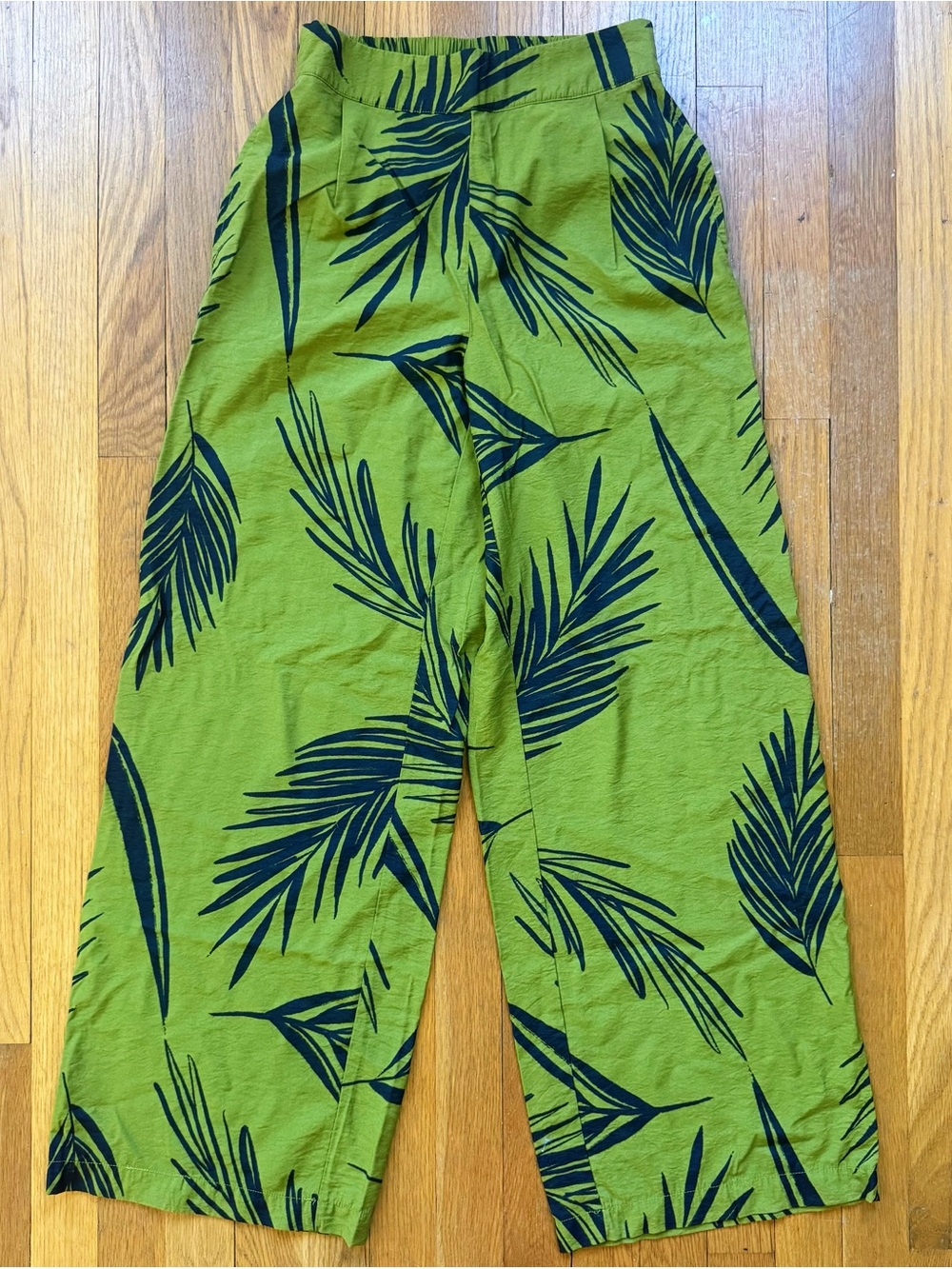 A New Day Palm Leaf Print High-Rise Wide-Leg Pant